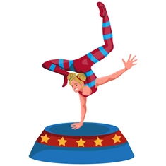 Carnival Circus Theme Acrobat Handstand Transparent Sticker